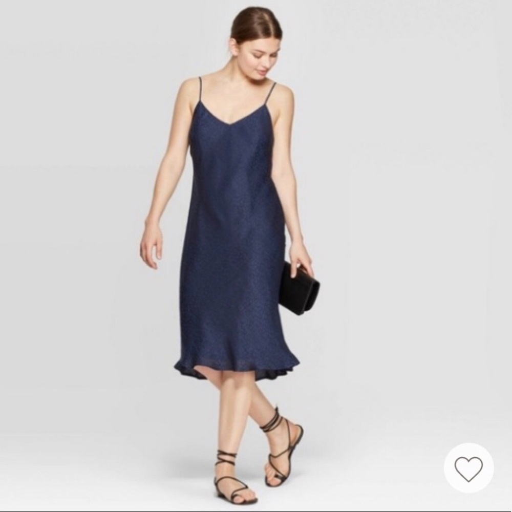 Navy Slip Dress (subtle leopard!)